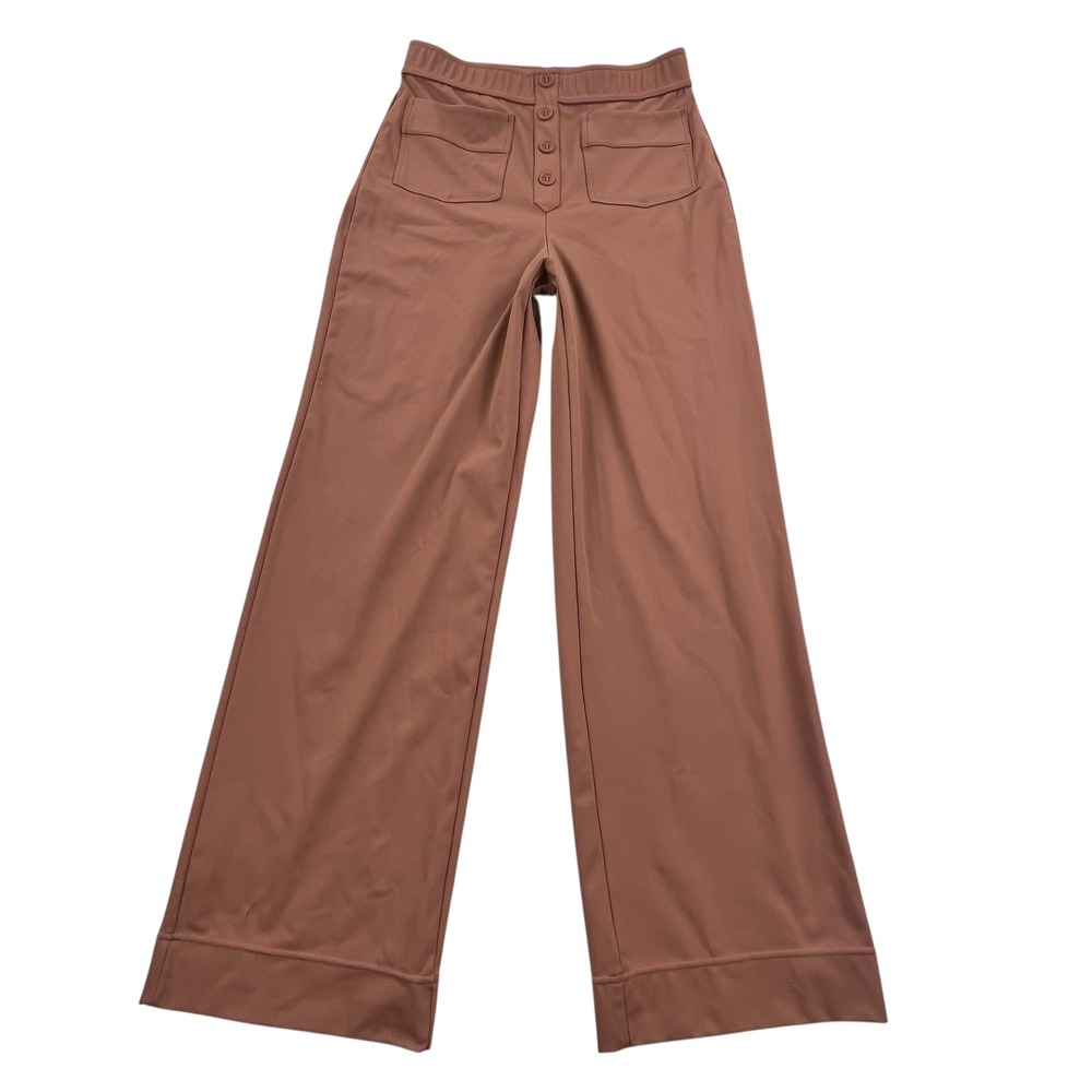 Halara Womens Wide Leg High Waisted Button Fly Pants Tan Brown Size M